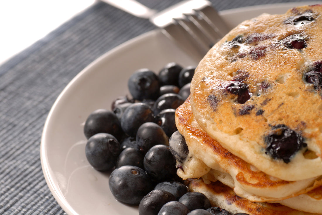 Blueberry vanilla protein pancakes