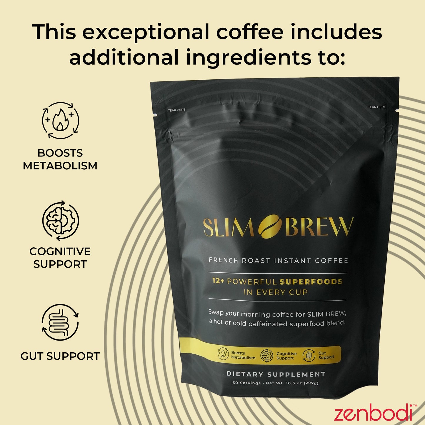 Slim Brew Instant Coffee | French Roast Superfood Blend