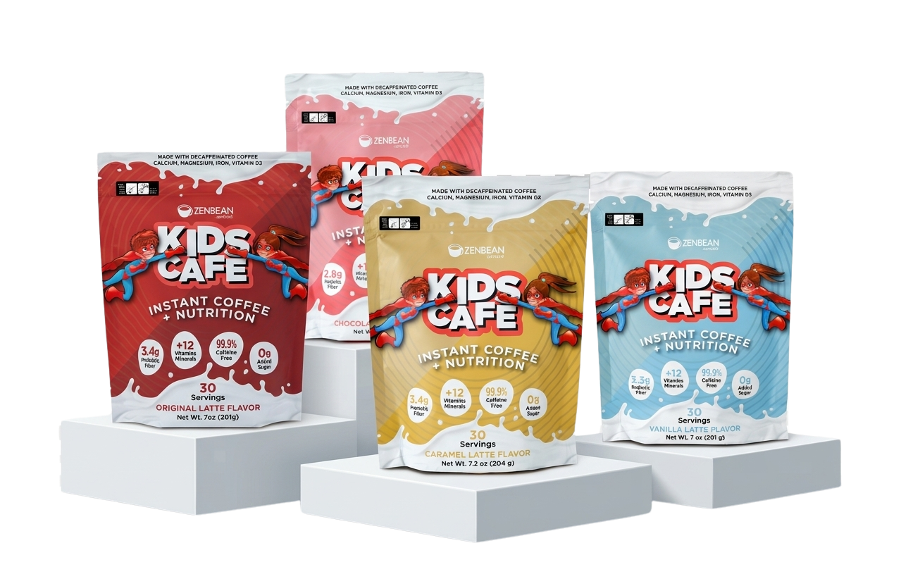 Kids Cafe four flavor pouches lineup