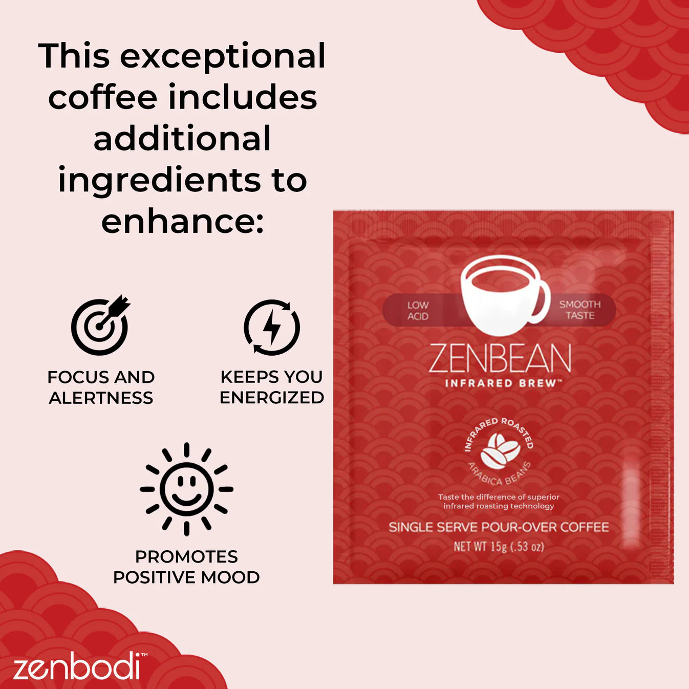 Zenbean Pour-Over sachet held with beans