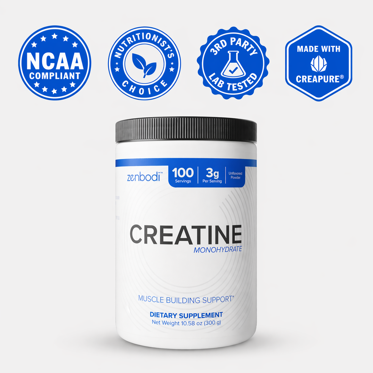 

Creatine hero with badges